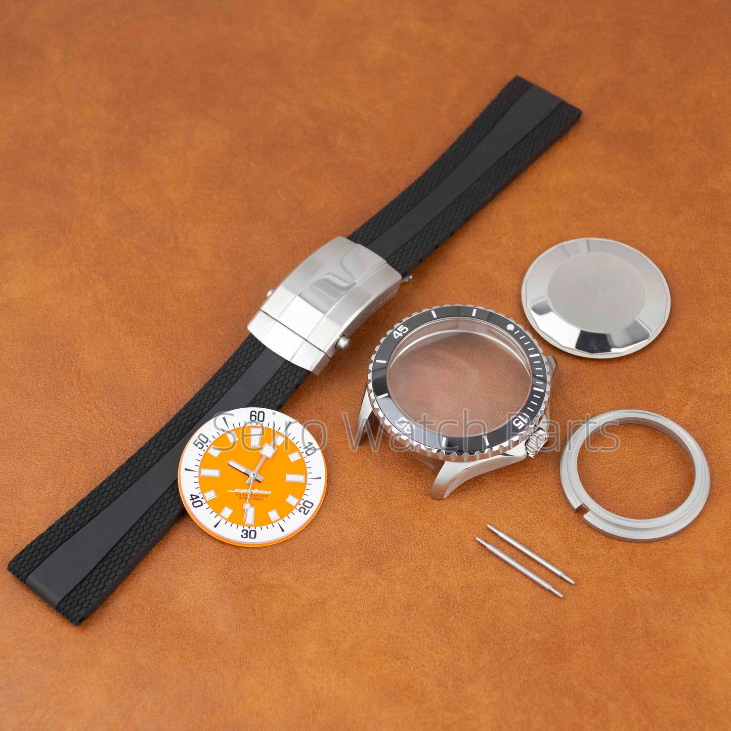 for SUPEROCEAN NH35 Case Rubber Strap Dial Hands 200m Dive Watch Men Stainless Steel Sapphire Crystal fit for NH35 NH36 Movement