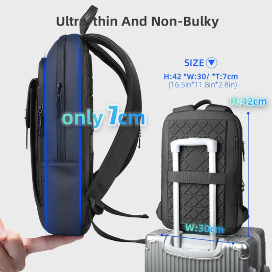 HcanKcan Men's Business Backpack Slim Waterproof 15.6 Inch Laptop Bag Casual College School Backpack Travel Rucksack Work Bags