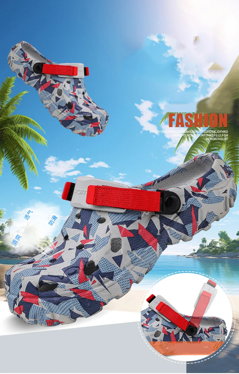 Summer Outdoor Beach Sandals Men Clogs Shoes Men Slippers Camouflage Platform Aqua Shoes Soft EVA Indoor Home Slides Flip Flops