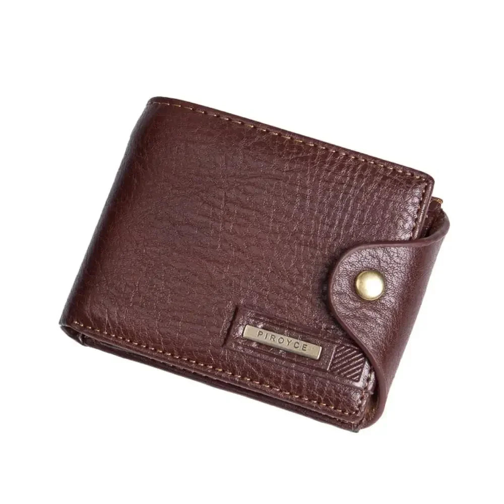 Men's Vintage PU Leather Wallet, Compact Card Holder & Purse, Durable Casual Slim Design with Metal Hasp