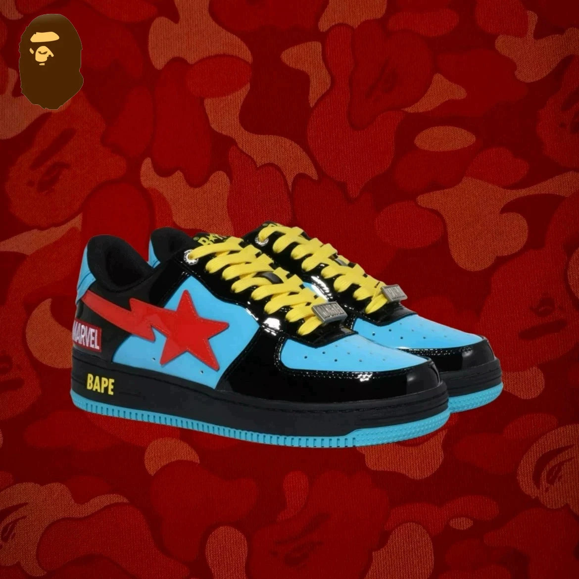 A BATHING APE Bape Sta X Marvel Hero Collection Co Branded Niche Street Vibe Fashion Casual Board Shoes Trend Shoes