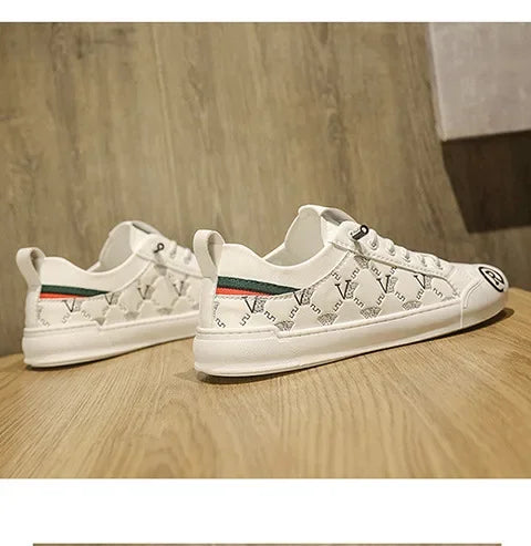 European Station Leather Fashion Men's Sneakers Men Shoes Man Embossed All Fashion Leather Red Casual Shoes for Men Men Shoes