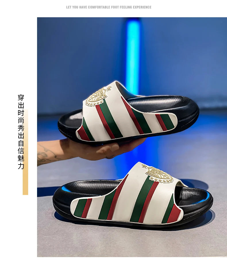 Fashion Designer Slippers For Men Women Summer Casual Men's Slides Outdoor Beach Slippers Lightweight Women's Platform Sandals