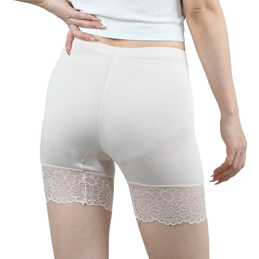 2Pcs Women Plus Big Size Safety With Lace Woman Panties Pants High Waist Shorts Under Female Summer Under Skirt Shorts Modal