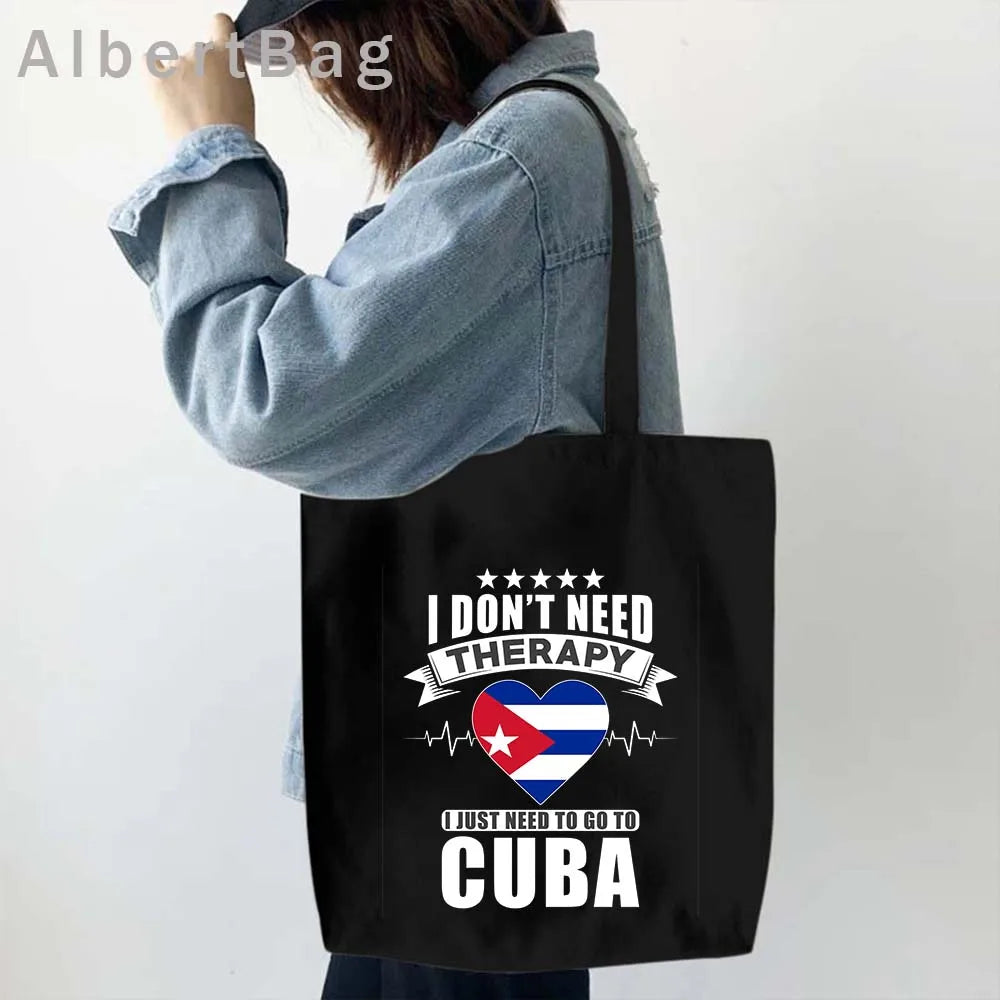 Cuba Country Map Flag Havana Travel Cuban Watercor Shopper Harajuku Canvas Totes Bag Cubana Girl Gift Love Heart Cotton Handbags