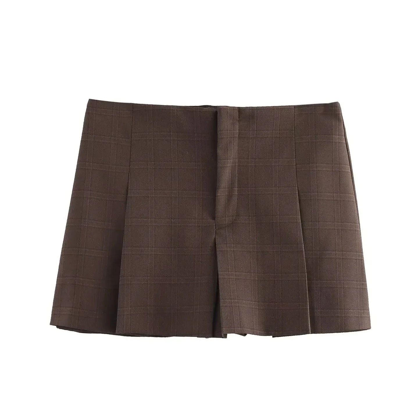 ZRWomen's Fashionable Versatile High-Waisted Slimming Plaid Shorts Skirt New Arrival Spring 2025 Commute Style