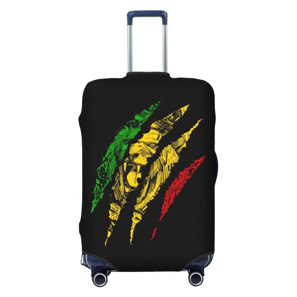 Custom Cute Jamaica Rasta Judah Lion Rastafari Flag Luggage Cover Protector Dust Proof Travel Suitcase Covers