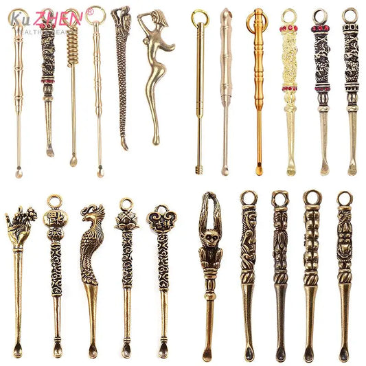 1pc Ear Spoons Retro Brass Dragon Portable Ear Cleaning Tool Ear Pick Ear Wax Remover Curette Cleaner Keychain Pendants