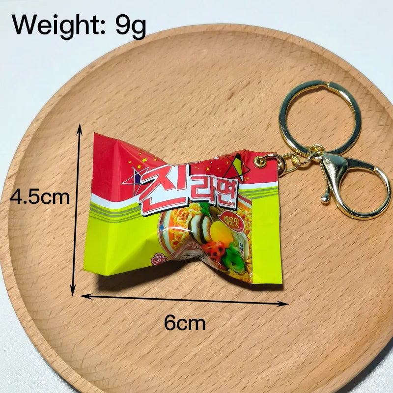 Creative Mini Indonesian Noodle Keychain Korean Ramen Instant Snack Food Toy Souvenir Spicy Mini Keyring Southeast Asian Cuisine