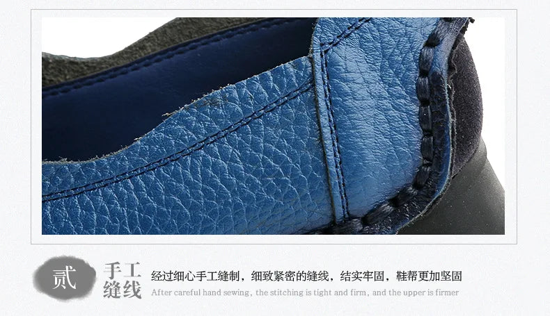 Genuine Leather Ballet Flats Women's Slip On Loafers Vintage Handmade Flower Soft Muffin Platform Casual Walk Dress Shoes Woman