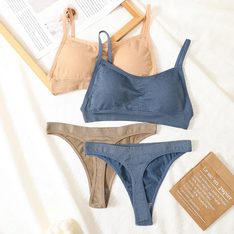 Women Seamless Bra Set Sexy Backless Ribbed High Waist Panties Female Lingerie Set Crop Top Seamless Briefs Underwear