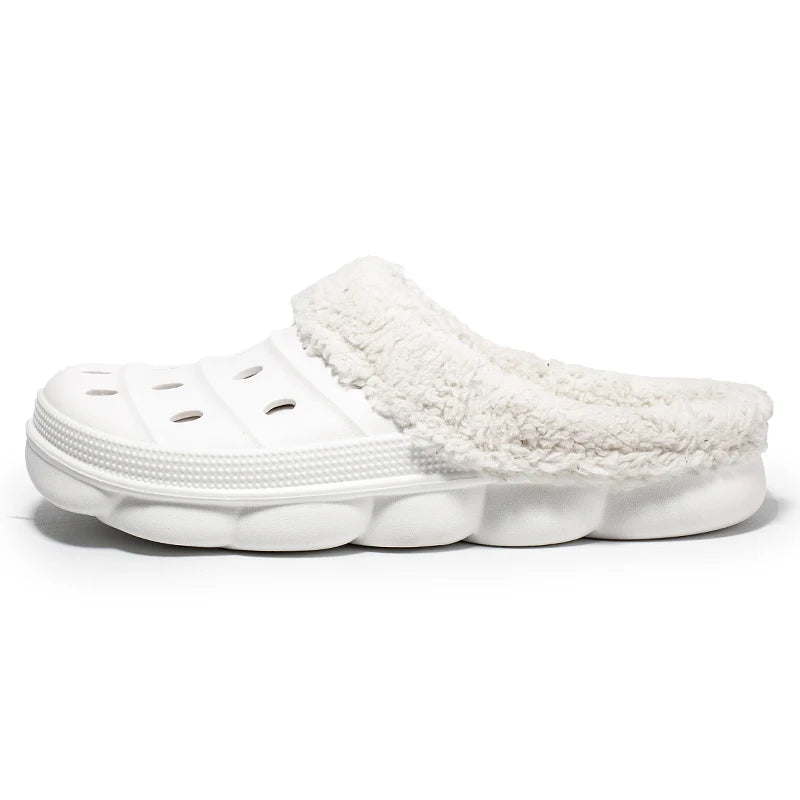 Waterproof cotton slippers for men winter 2024 new cashmere thickened warm waterproof non-slip indoor shoes