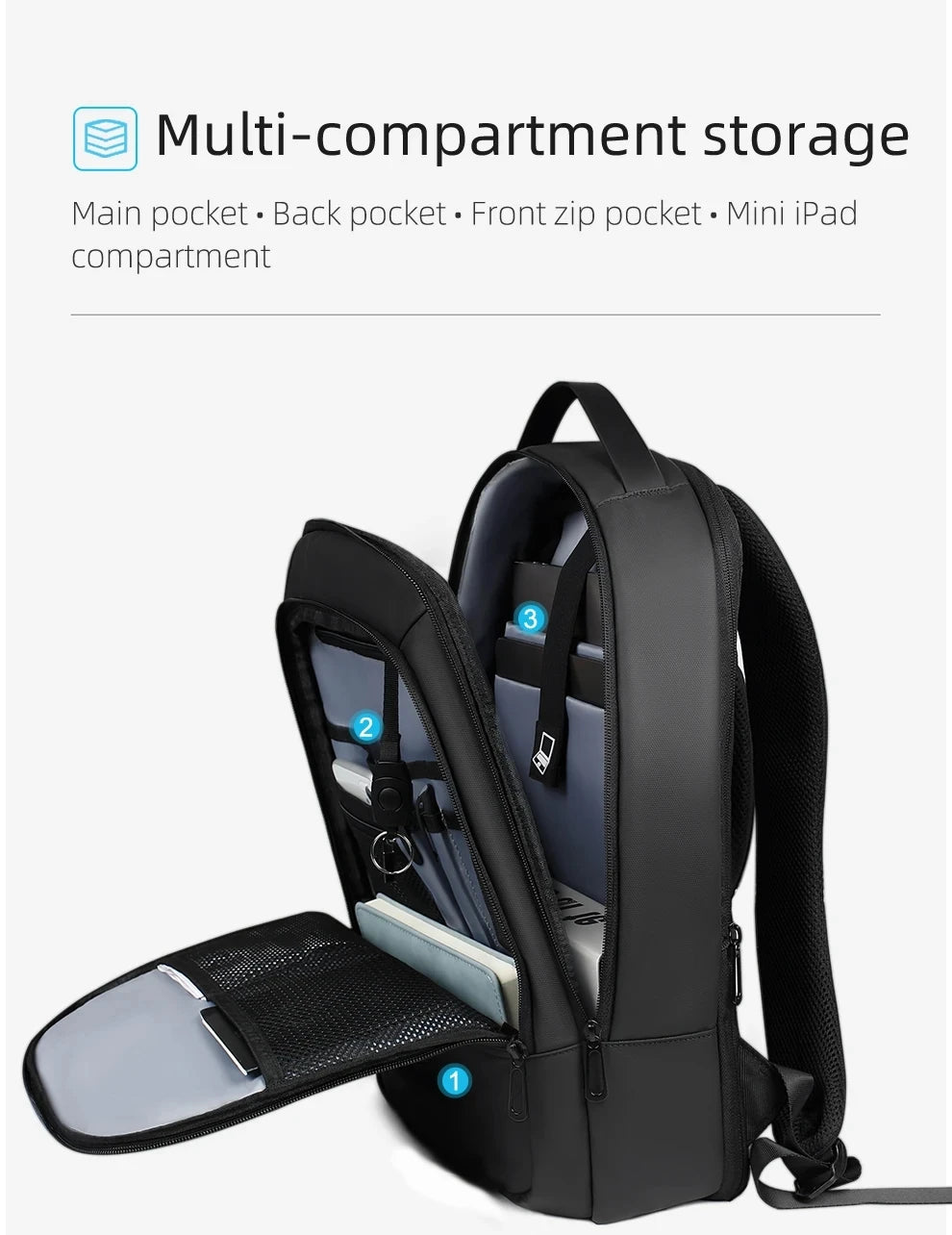 HK Expandable Men's Backpack Waterproof Travel Backpack Lightweight 15.6'' Laptop Bag With USB Port Fashion College School Bags