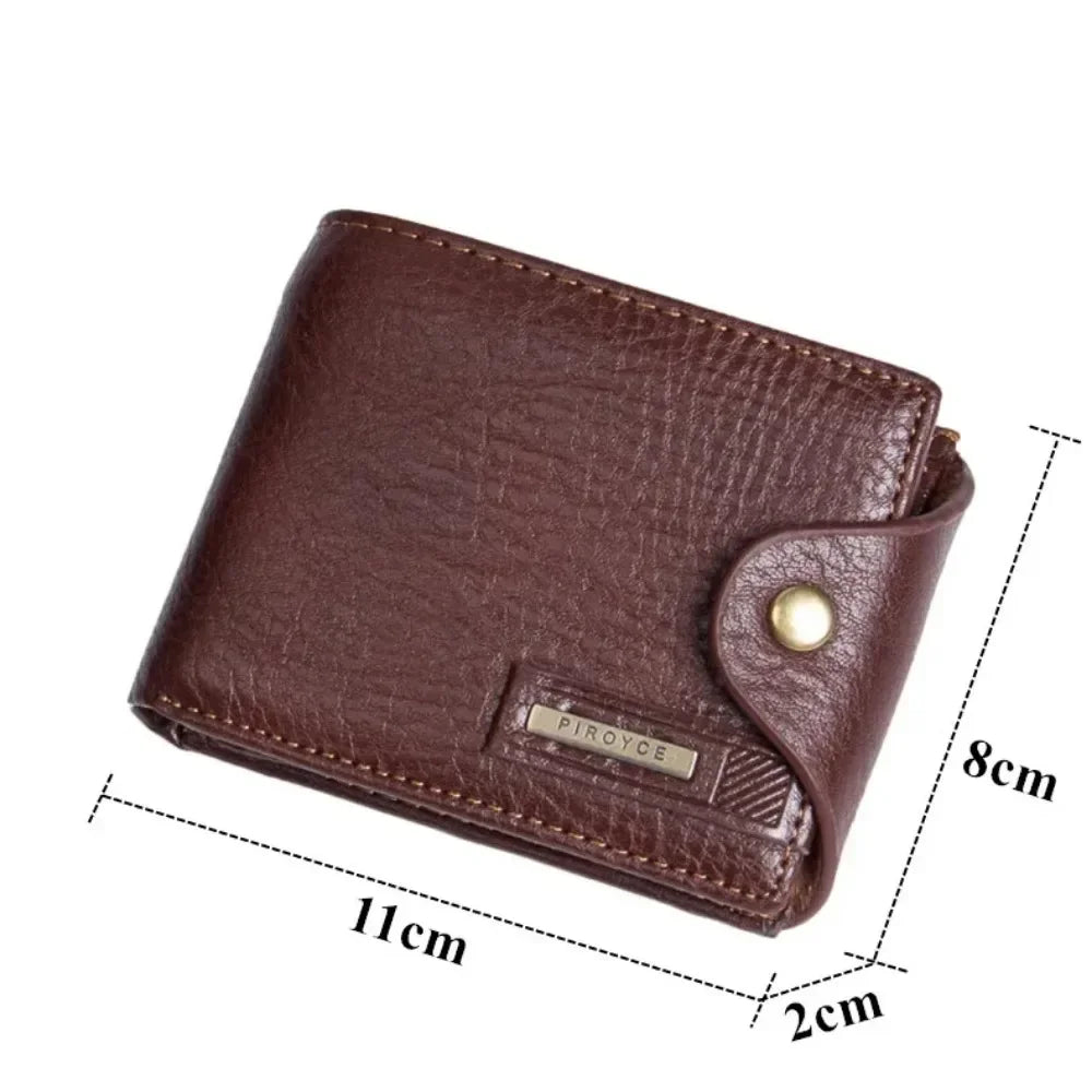 Men's Vintage PU Leather Wallet, Compact Card Holder & Purse, Durable Casual Slim Design with Metal Hasp