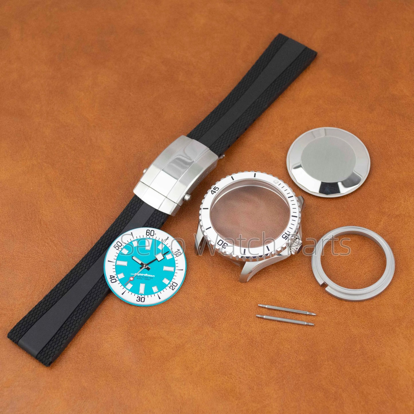 for SUPEROCEAN NH35 Case Rubber Strap Dial Hands 200m Dive Watch Men Stainless Steel Sapphire Crystal fit for NH35 NH36 Movement