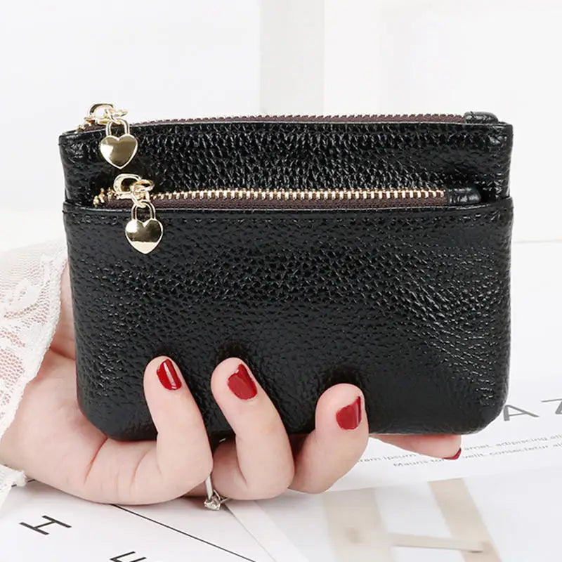 PU Leather Mini Coin Purse Card Holder for Women Zipper Coin Wallet Mini Wallet Ladies Double Zipper Coin Purse Key Wallets