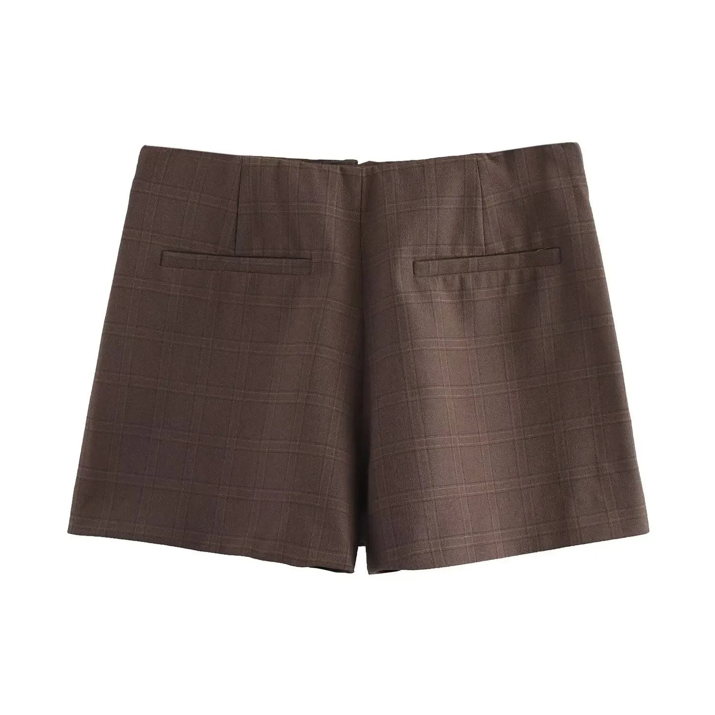 ZRWomen's Fashionable Versatile High-Waisted Slimming Plaid Shorts Skirt New Arrival Spring 2025 Commute Style