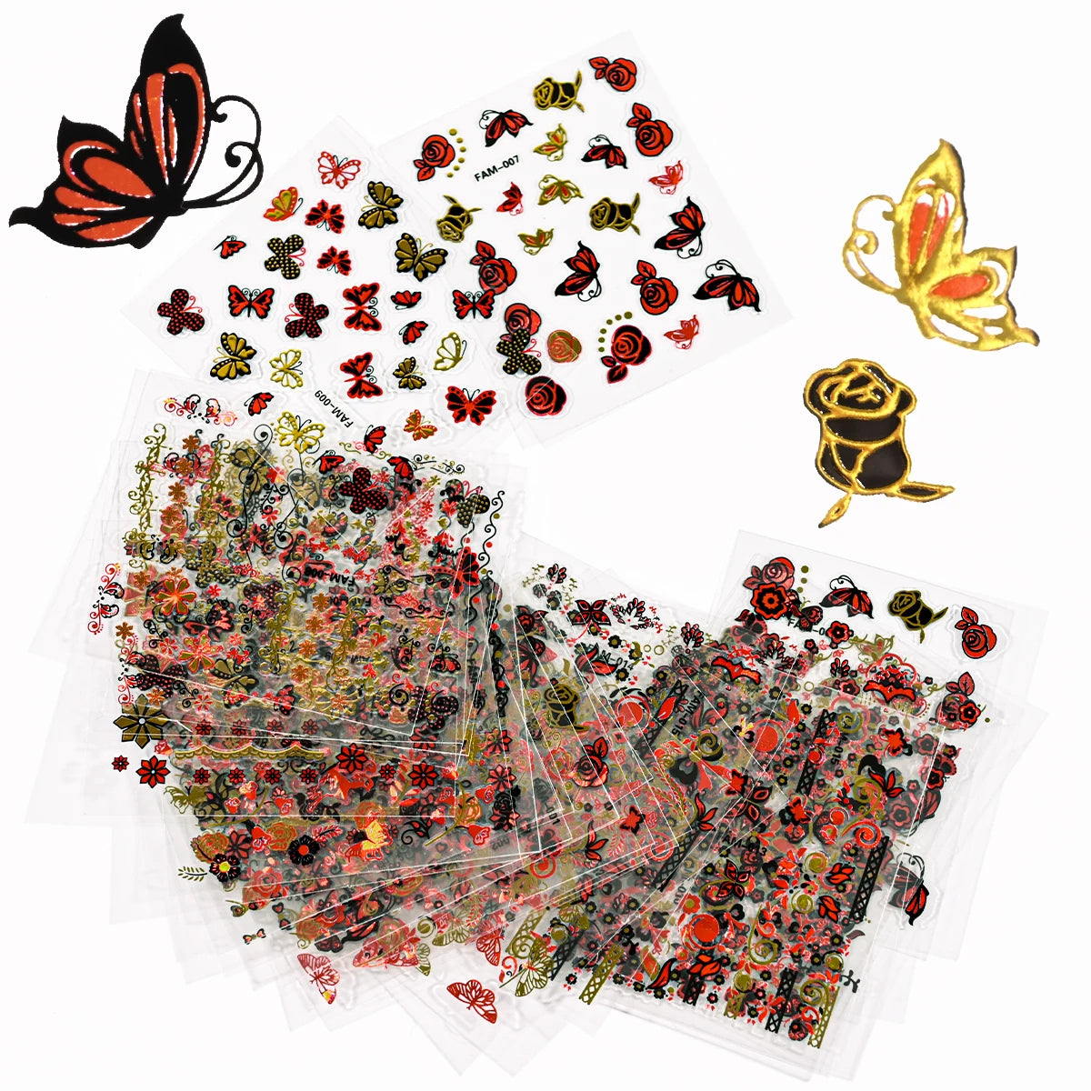 3D Gold Bronzing Moon Star Nail Stickers 20/30pcs Metallic Geometry Line Nail Decals Adhesive Metallic Laser Manicure Slider 6cm