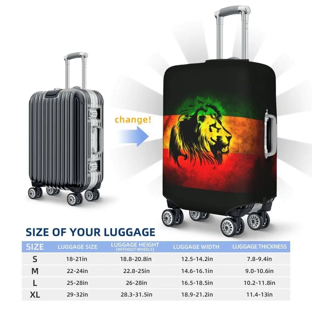 Custom Cute Jamaica Rasta Judah Lion Rastafari Flag Luggage Cover Protector Dust Proof Travel Suitcase Covers
