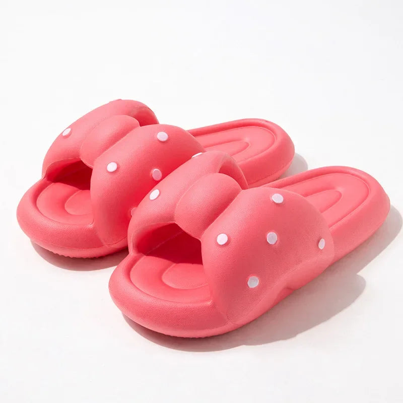 Summer Women's Slippers Kawaii Butterfly Polka Dot Platform Bathroom Anti Slip Cozy Slippers for Outdoor Wear Home Indoor Shoes