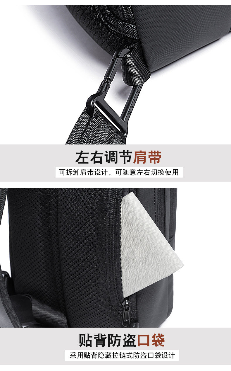 BANGE Men Bag Oxford USB Sling bag 7.9 inch Male Chest Bag Crossbody Bag For Man Moto Biker Shoulder Bags Black New Fashion Bag