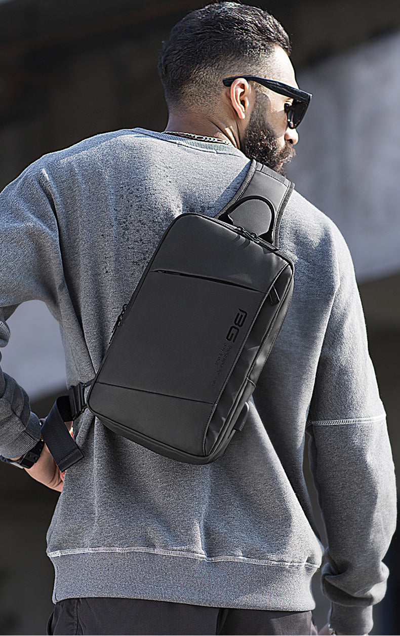 BANGE Men Bag Oxford USB Sling bag 7.9 inch Male Chest Bag Crossbody Bag For Man Moto Biker Shoulder Bags Black New Fashion Bag