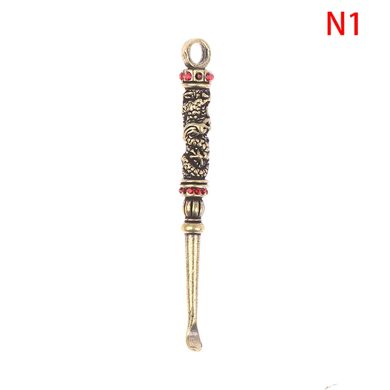 1pc Ear Spoons Retro Brass Dragon Portable Ear Cleaning Tool Ear Pick Ear Wax Remover Curette Cleaner Keychain Pendants