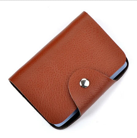 New Fashion 26 Slots Genuine Leather Business Card Holder Organizer Hasp Men Bank Credit Card Case Bag Women ID Wallet