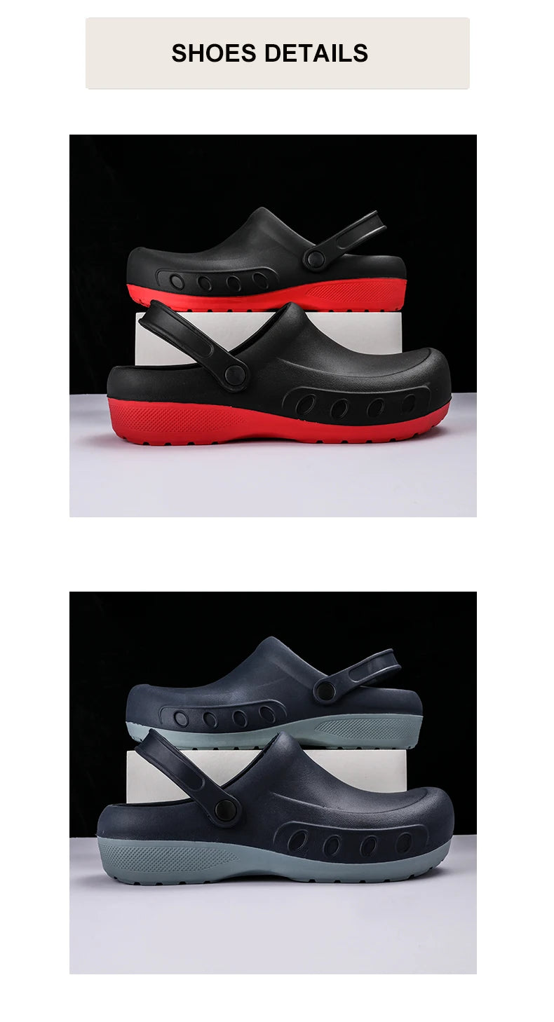 Men Chef Clogs Men Kitchen Shoes EVA Injection Shoes Anti-slip Outsole Comfortable Garden Clogs Waterproof Sandal Big Size 39-49