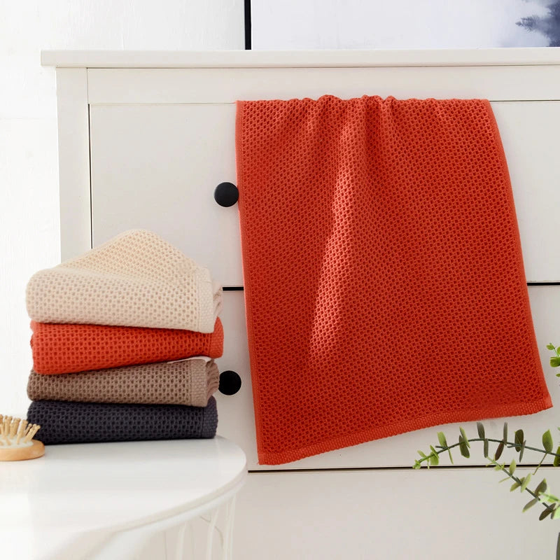 Cotton Hand Towel Honeycomb Strong Absorbent Breathable Soft Waffle Face Wash Towel Home Cleaning Tool Kitchen Cleaning Cloth