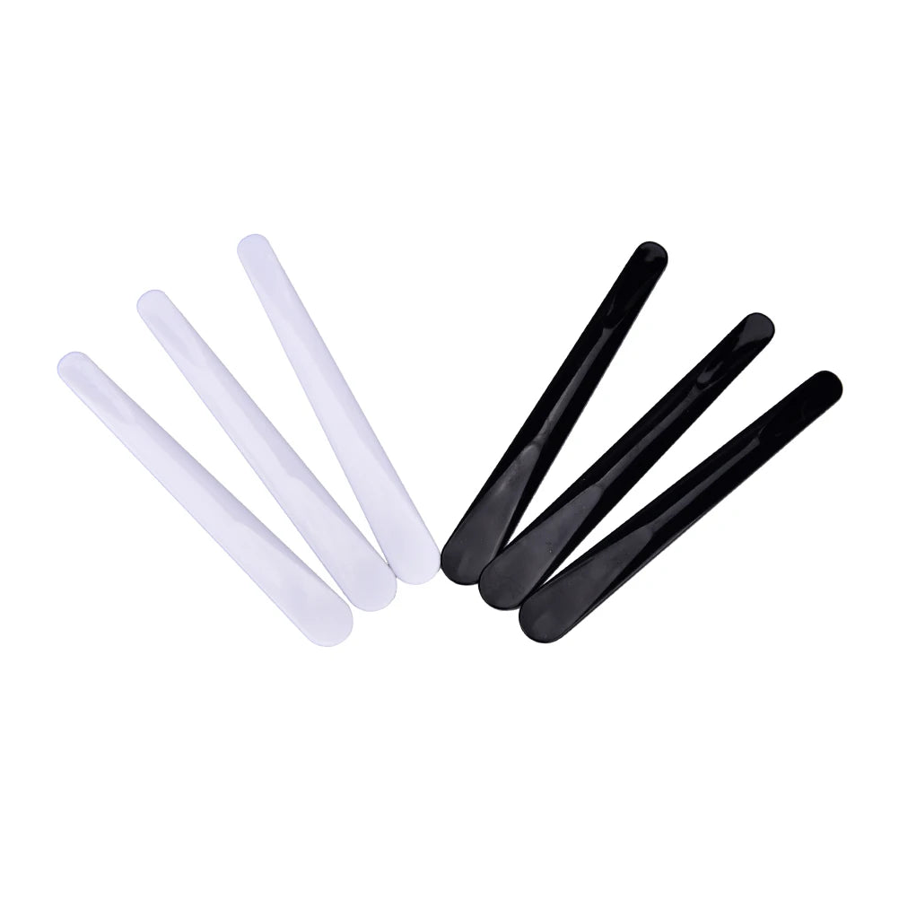 Length 10.8CM 10Pcs Cosmetic Spatula Plastic DIY Facial Mask Mixing Spatulas Spoon Stick Plastic Makeup Tools White Black