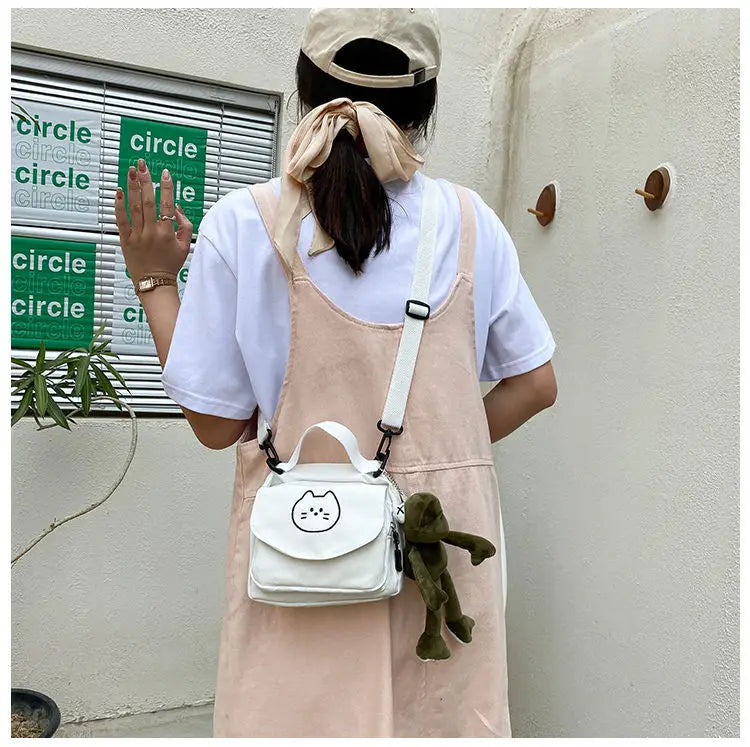 2024 New Canvas Small Fresh Ladies One-shoulder Diagonal Bag Multifunctional Fashion Cartoon Print All-match Package