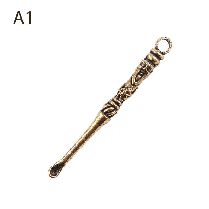 1pc Ear Spoons Retro Brass Dragon Portable Ear Cleaning Tool Ear Pick Ear Wax Remover Curette Cleaner Keychain Pendants