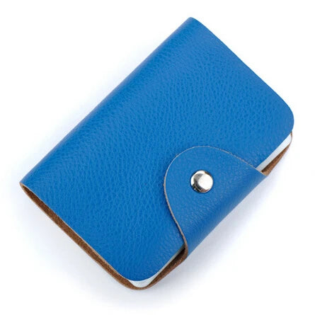 New Fashion 26 Slots Genuine Leather Business Card Holder Organizer Hasp Men Bank Credit Card Case Bag Women ID Wallet