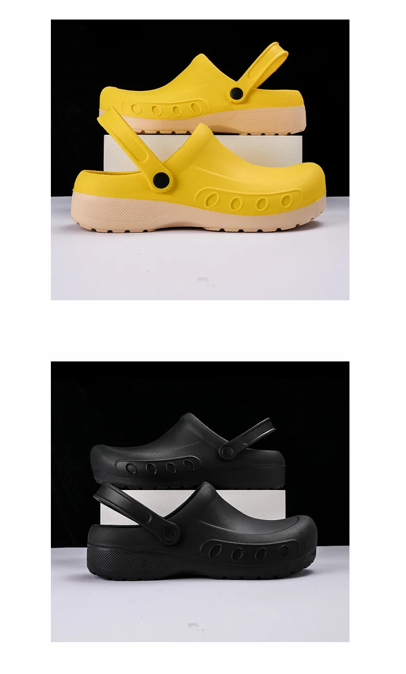 Men Chef Clogs Men Kitchen Shoes EVA Injection Shoes Anti-slip Outsole Comfortable Garden Clogs Waterproof Sandal Big Size 39-49