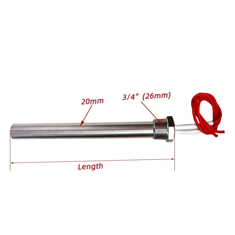 12v Cartridge Heater 3/4" Thread Immersion DC Stainless Steel Water Heater element 200w/300w