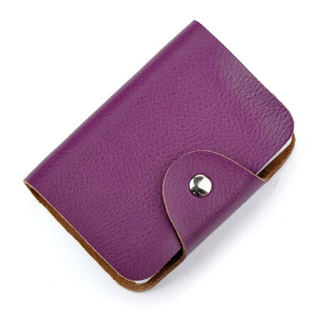 New Fashion 26 Slots Genuine Leather Business Card Holder Organizer Hasp Men Bank Credit Card Case Bag Women ID Wallet