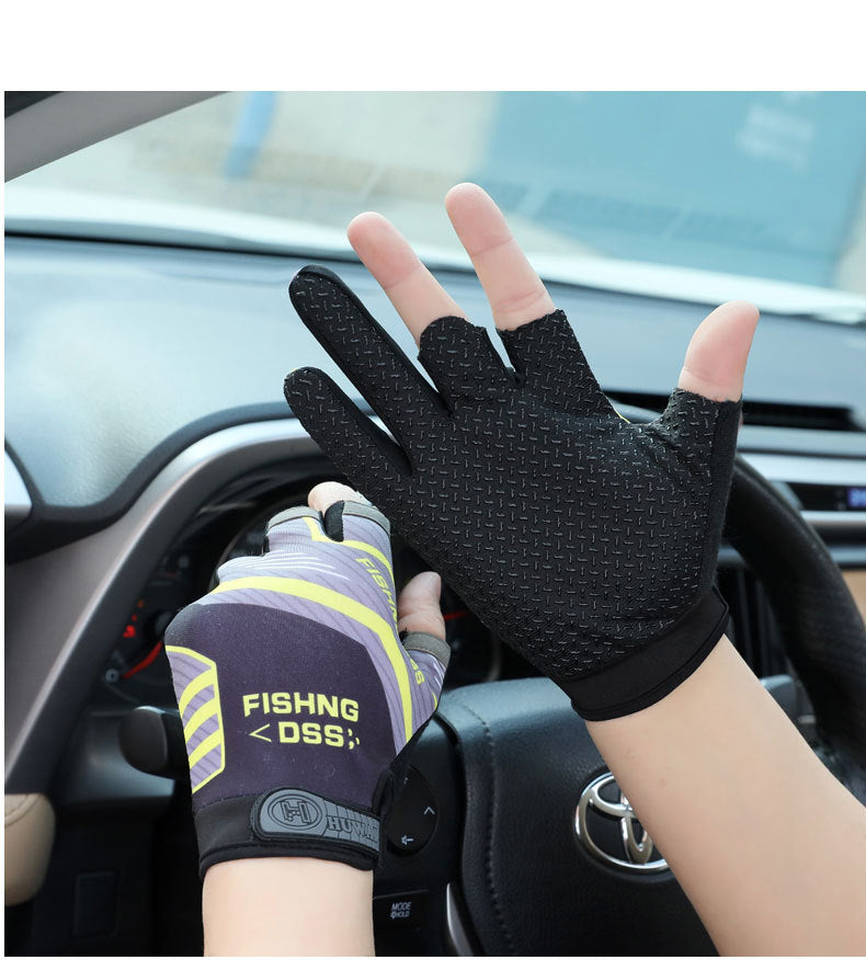 Fishing gloves, summer thin style, sun protection, quick drying, men's and women's dew, three finger breathable, anti piercing,