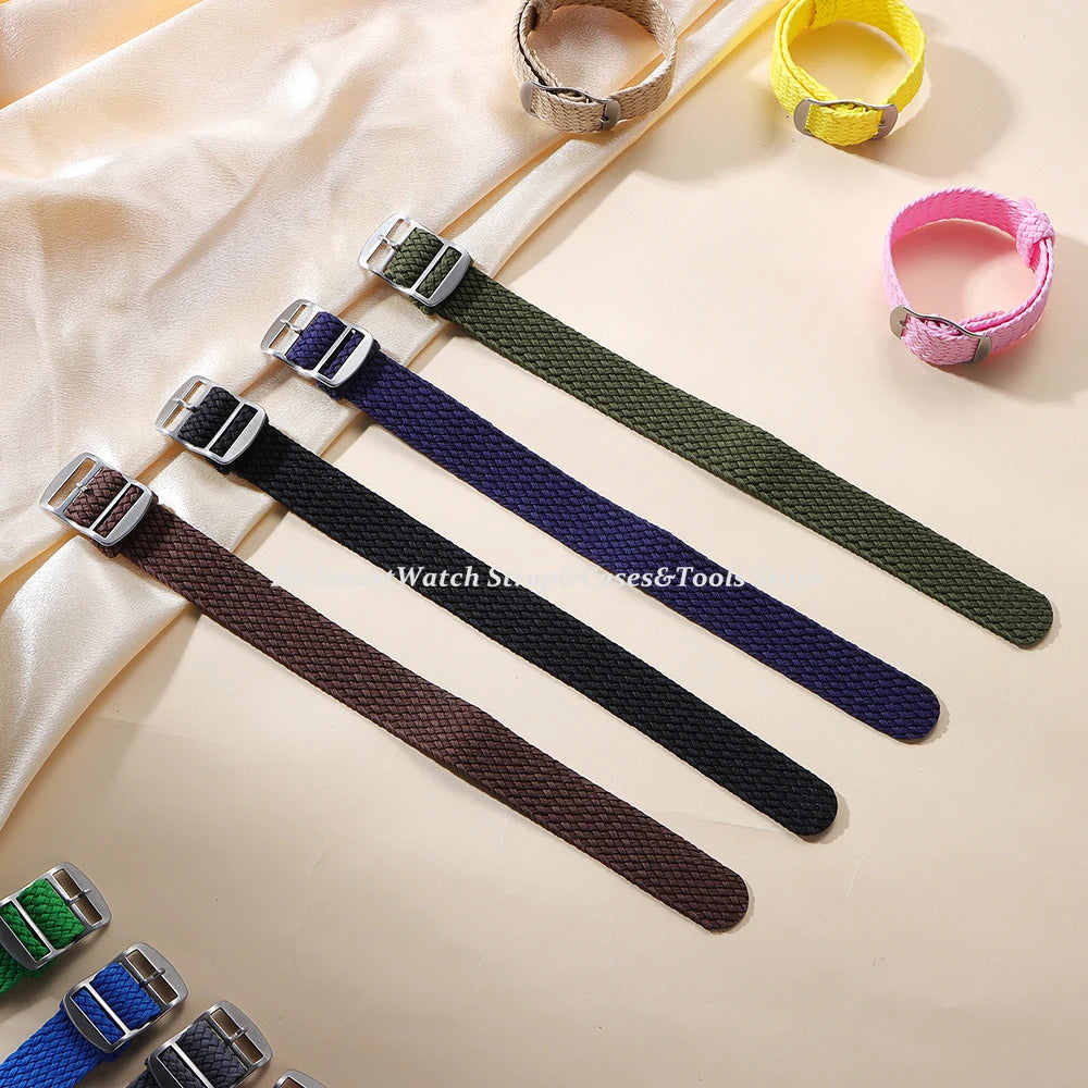 14mm 16mm 18mm 20mm 22mm Perlon Weave Band Nylon Watch Strap Fabric Woven Wristband Woven Women Men Bracelet Watch Accessories