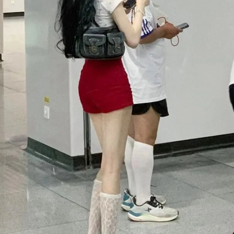 Women's Denim Shorts Summer Red Jorts Female Short Jeans Pants Aesthetic Outfits Fashion Clothing 2024 New In Youthful Luxury XL