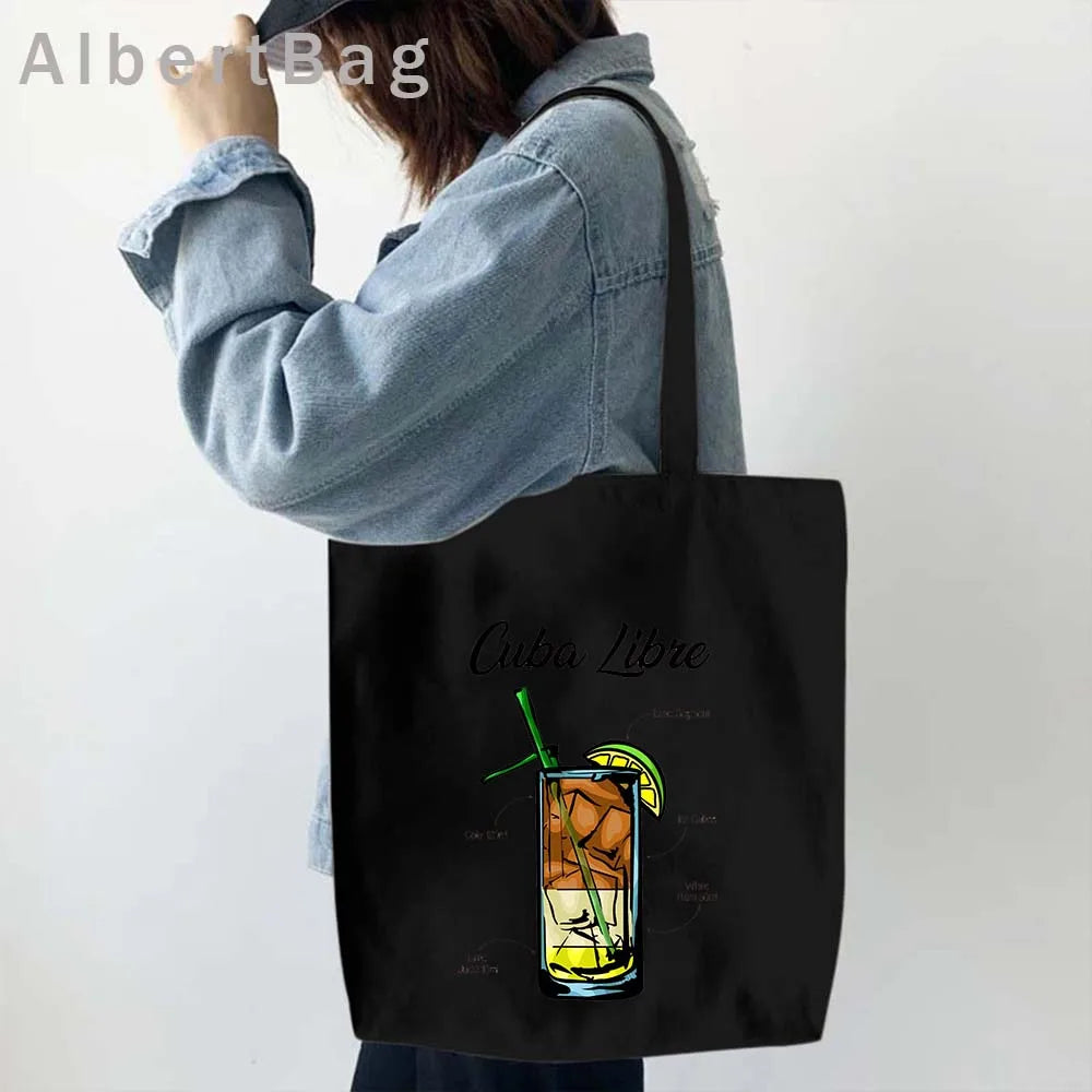 Cuba Country Map Flag Havana Travel Cuban Watercor Shopper Harajuku Canvas Totes Bag Cubana Girl Gift Love Heart Cotton Handbags