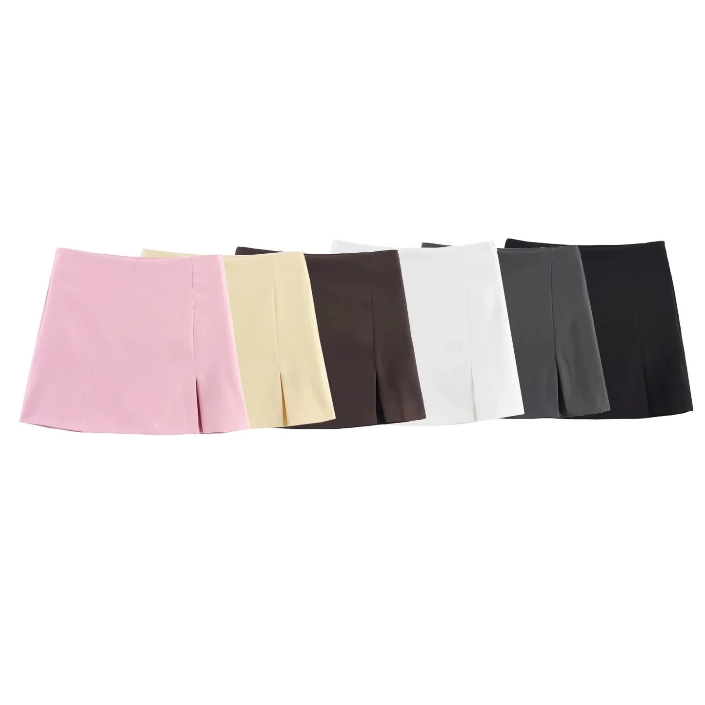 TRAFZA Casual Chic Butter Yellow Women Shorts Skirt Solid Zipper Shorts Skirt Fashion 2025 Spring Summer Elegant Holiday Shorts