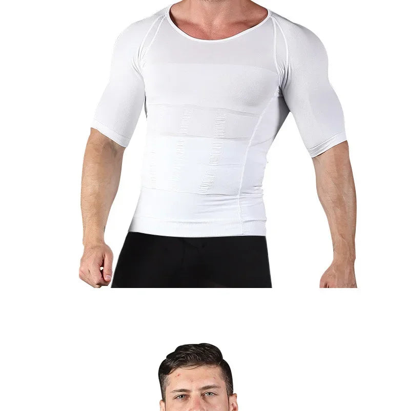 Men Body Toning T-Shirt Body Shaper Corrective Slimming Posture Belly Fat Control Compression Slim Corset Man Modeling Underwear