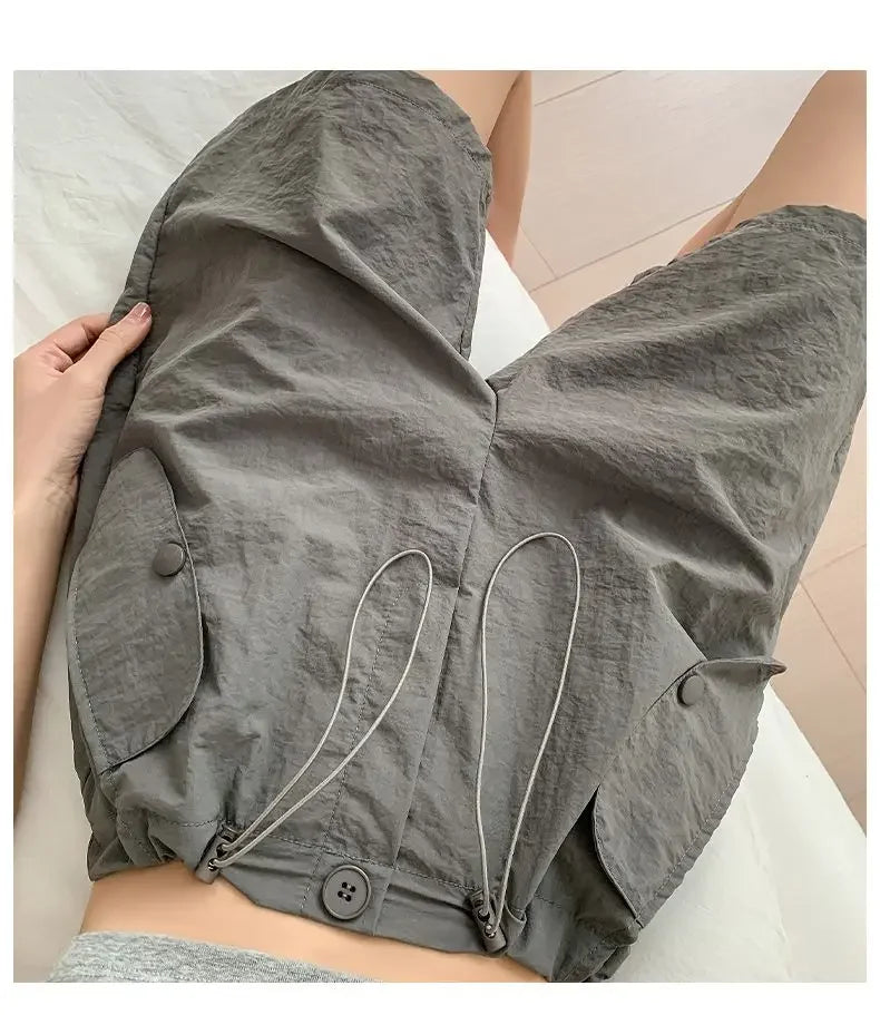 Working Shorts for Women in Summer Thin New Style Khaki A-line Casual Loose Wide-leg Sports Five-point Pants