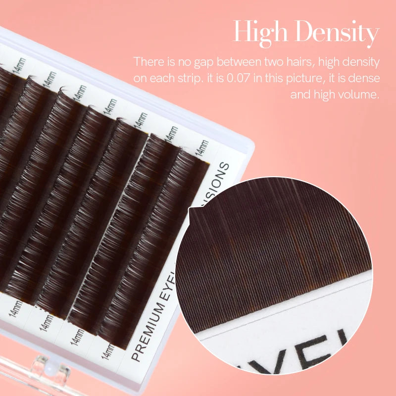 H&L SINCE 1990 12 Rows Dark Brown Individual False Eyelashes Fake Lashes Eyelashes Extensions Supplies Makeup Tools