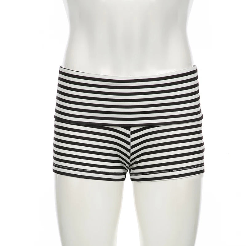 Darlingaga Casual Stripe Tierred Bodycon Summer Shorts Women Korean Style Homewear Hottie Shorts Pants Basic Cute Sporty Outfits