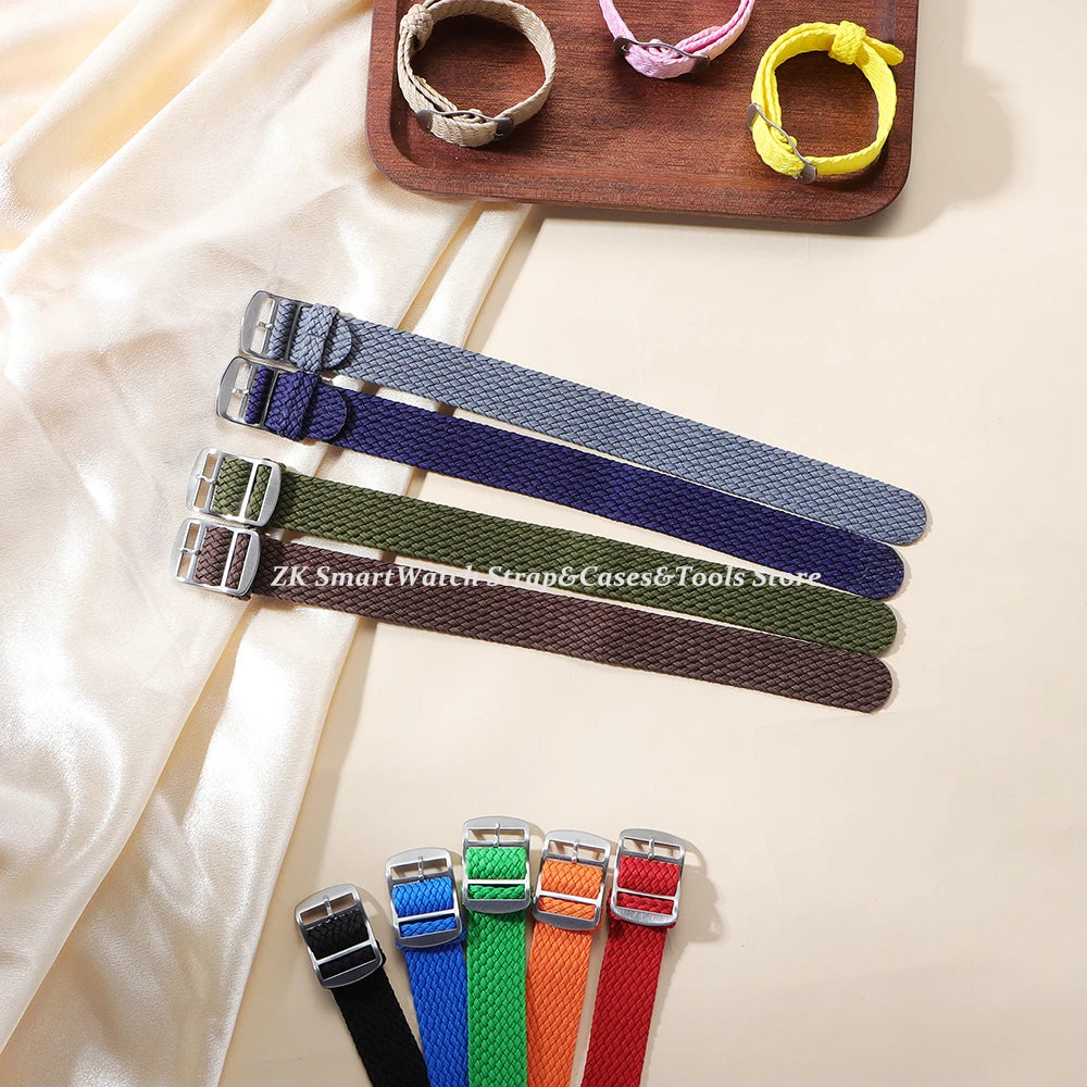 14mm 16mm 18mm 20mm 22mm Perlon Weave Band Nylon Watch Strap Fabric Woven Wristband Woven Women Men Bracelet Watch Accessories
