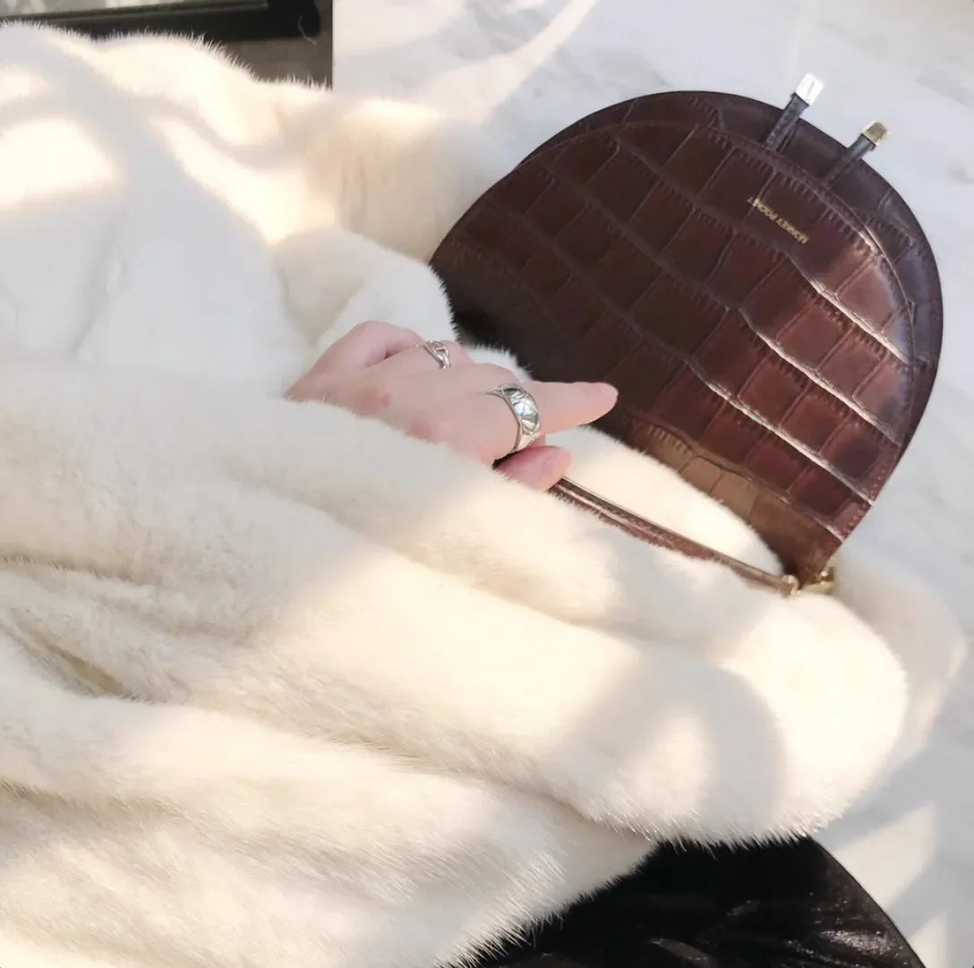 Faux Mink Fur Coat for Women,Covered Button Jackets,Hooded Overcoat,Female Clothes,Thicken Warm,Winter,New, 2025