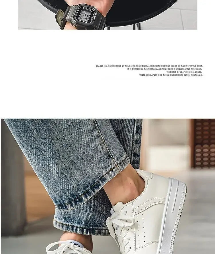 **2025 New White Shoes for Men's Spring Youth Casual Versatile Men's Shoes for Students Pure White Sports Board Shoes
