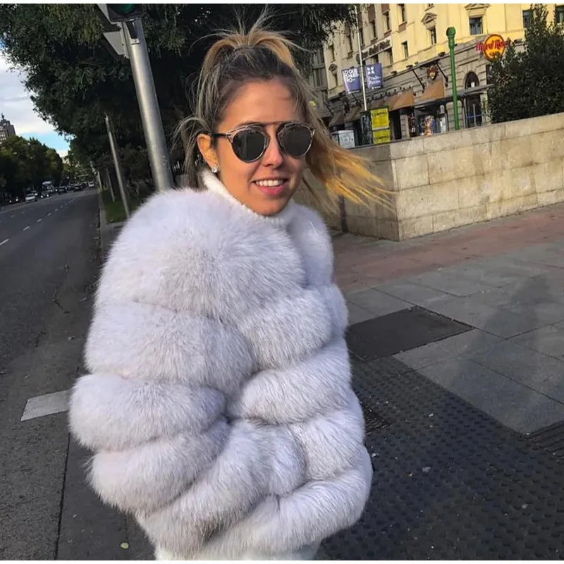 Fur Faux Jacket Women Coat Elegant Round Neck Long Sleeve Furry Female Coats 2024 Winter Fashion Lady Warm Solid Streetwears